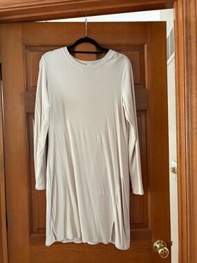 bp Long Sleeve Cream Ribbed Swing Dress